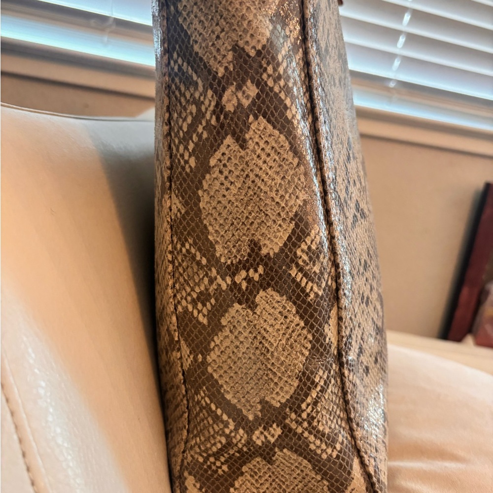 Michael Kors Mk Python Embossed Large Beige Tote … - image 5